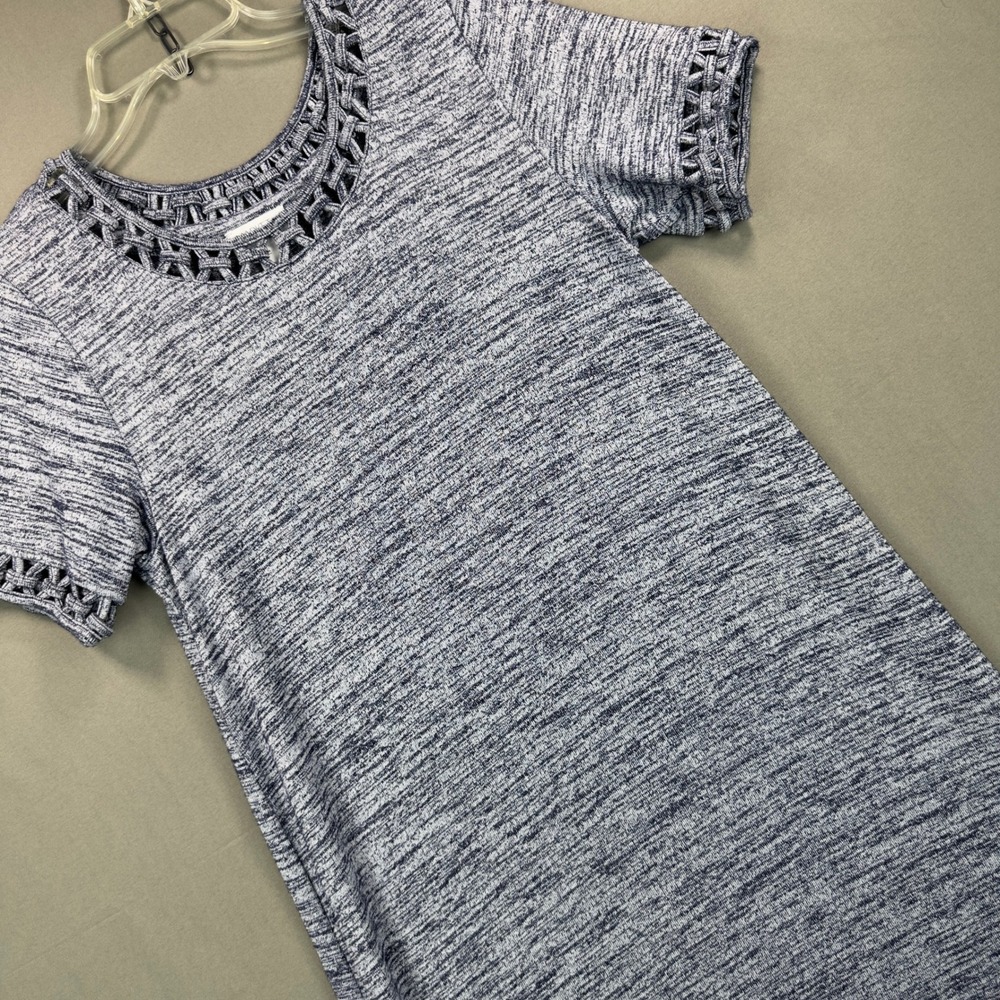 Market & Spruce Dress Womens M Grey Marl Stretch Knit Crochet Neck Boho